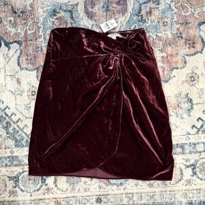 LOFT Velvet Skirt in Deep Burgundy